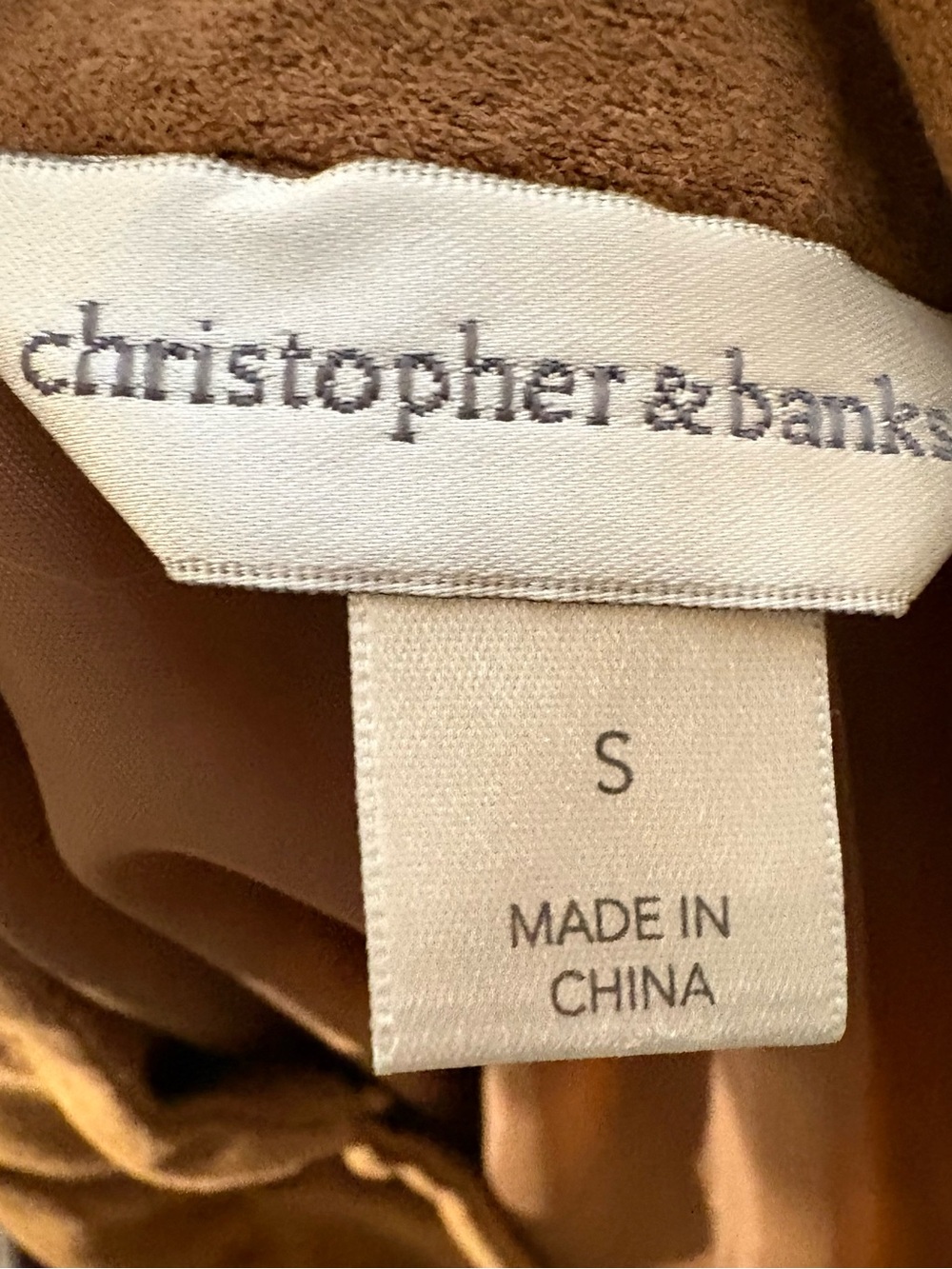 Christopher & Banks Tan Ruffle-Front Suede Jacket - Picture 3 of 3